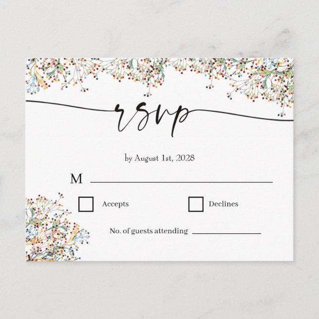 Elegant Minimal RSVP-kort Inbjudan Vykort (Framsida)