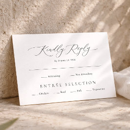 Elegant Minimal RSVP-kort med måltidsval Tilläggskort