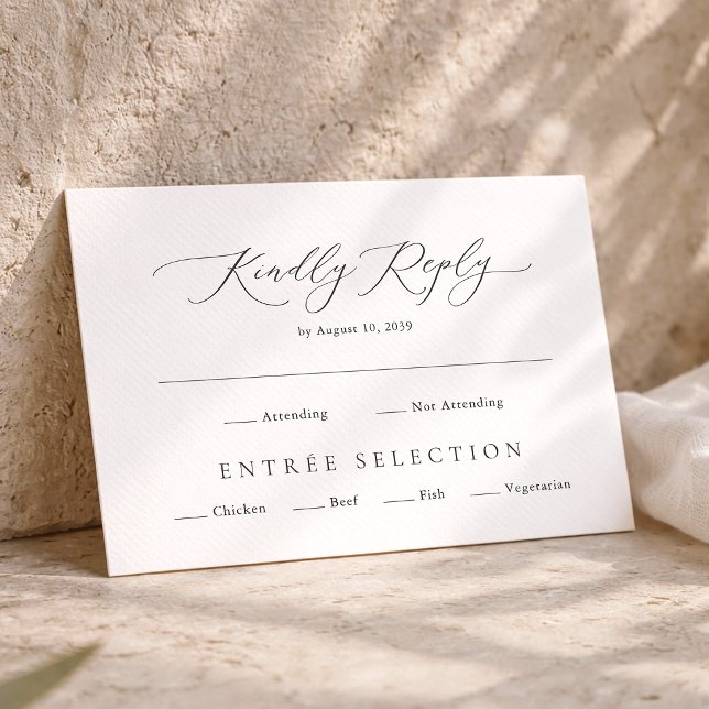 Elegant Minimal RSVP-kort med måltidsval Tilläggskort (Skapare uppladdad)