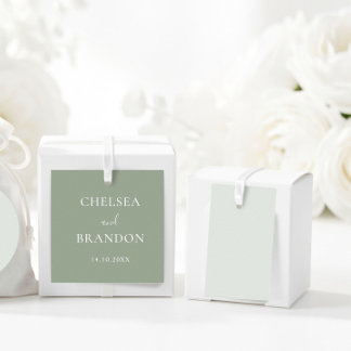 Elegant Minimal Rustic Sage Green Script Wedding Gåvor Etiketter