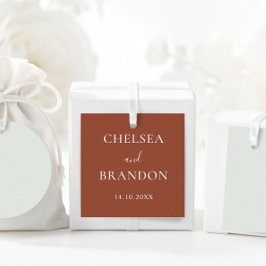 Elegant Minimal Rustik Terrakotta Script Bröllop Gåvor Etiketter