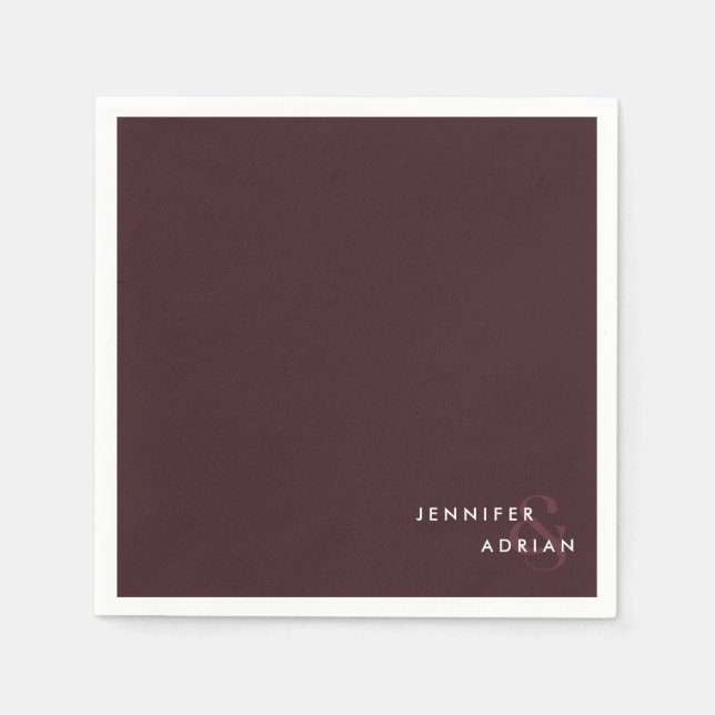 Elegant Minimal sälbrun Modern Bröllop Napkins Pappersservett (Framsidan)