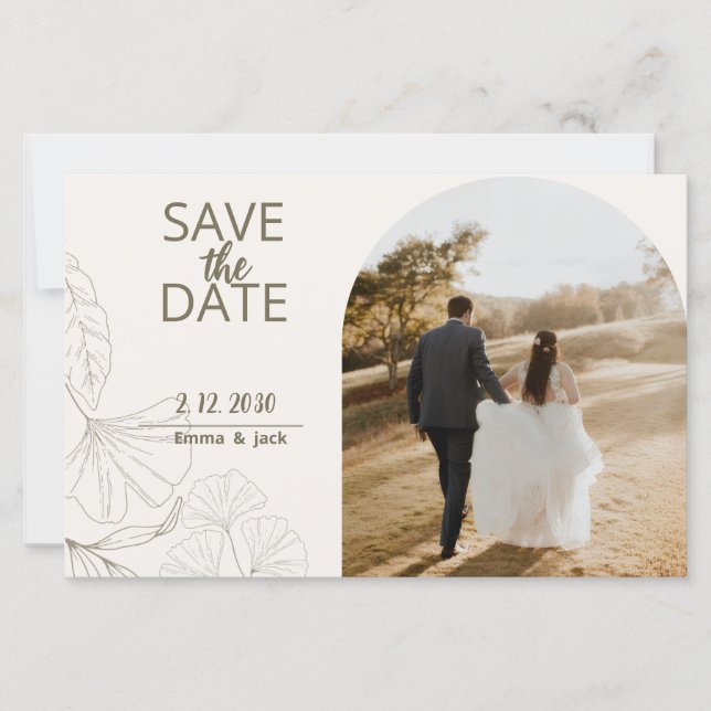 Elegant Minimal Save the Date Card (Framsida)