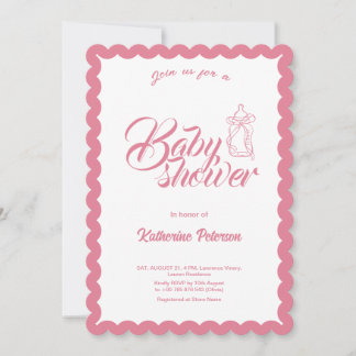 Elegant Minimal Scalloped Baby Shower Invitation Inbjudningar