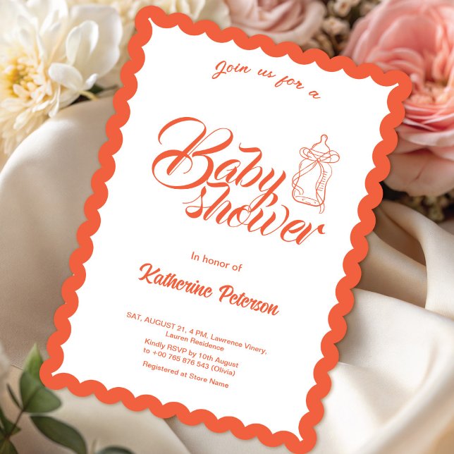 Elegant Minimal Scalloped Baby Shower Invitation Inbjudningar (Skapare uppladdad)