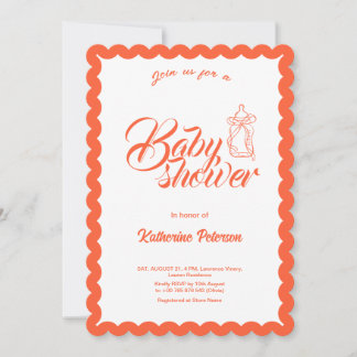Elegant Minimal Scalloped Baby Shower Invitation Inbjudningar