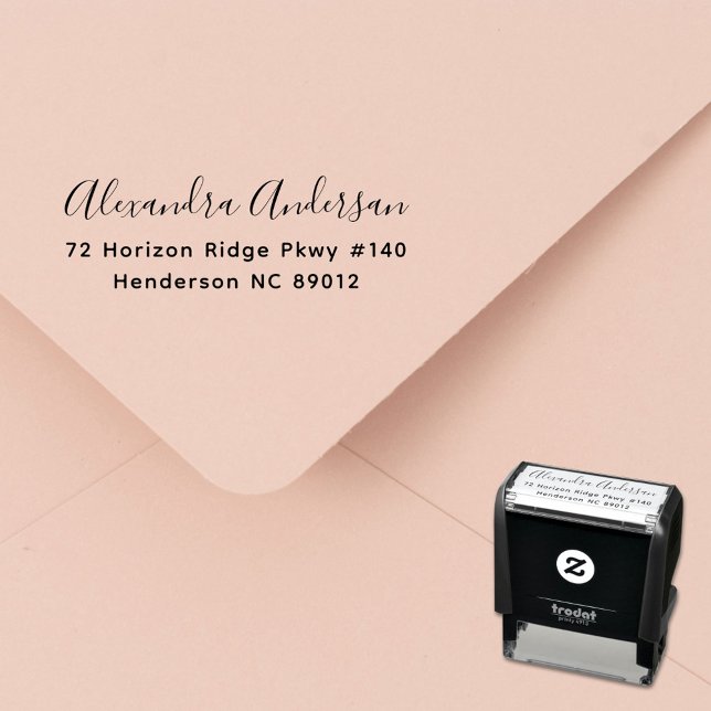 Elegant minimal script returadress självfärgande stämpel (Elegant Script Typography Minimalist Return Addres Self-inking Stamp)