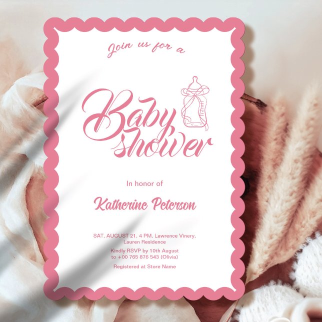 Elegant Minimal Skalad Baby Shower-inbjudan Inbjudningar (Skapare uppladdad)