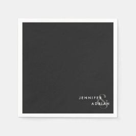 Elegant Minimal Skräcklik Svart Modern Bröllop Pappersservett