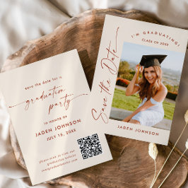 Elegant - minimal Studentfest - QR-kod för foto Spara Datumet