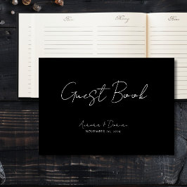 Elegant Minimal svart Bröllop gäst Bok