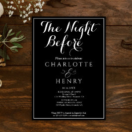 Elegant Minimal svart Bröllop natten före Inbjudningar