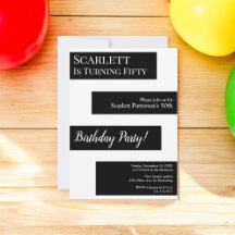 Elegant Minimal Svart Och Vitt Chic 50-årsfirande