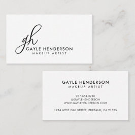 Elegant Minimal Svart Skript Monogram Smink Visitkort