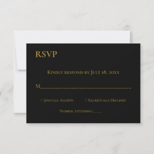 Elegant Minimal svartvit Guld Monogram Bröllop OSA Kort