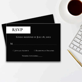 Elegant Minimal svartvit monogram Bröllop OSA Kort
