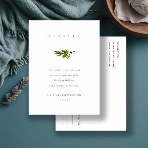 Elegant Minimal Tallgren Jul Blessed Helg Vykort