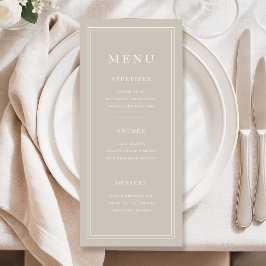 Elegant Minimal Taupe Dinner Meny