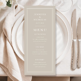 Elegant Minimal Taupe Wedding Meny