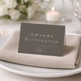 Elegant Minimal Taupe Wedding Place Card  Bordsnummer