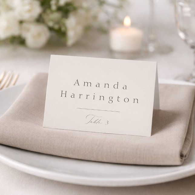 Elegant Minimal Taupe Wedding Place Card  Bordsnummer (Skapare uppladdad)