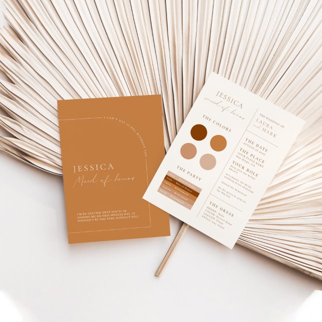 Elegant Minimal Terracotta Maid of honor Info Card Inbjudningar (Skapare uppladdad)