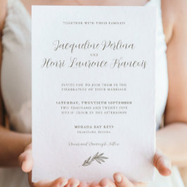 Elegant Minimal Tropical Löv Calligraphy Bröllop Inbjudningar