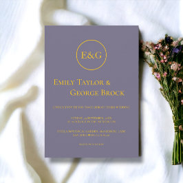 Elegant Minimal typografi Lila Modern Bröllop Inbjudningar