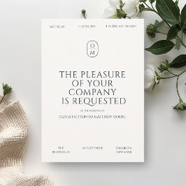 Elegant Minimal Typografi Monogram Bröllop Inbjudningar