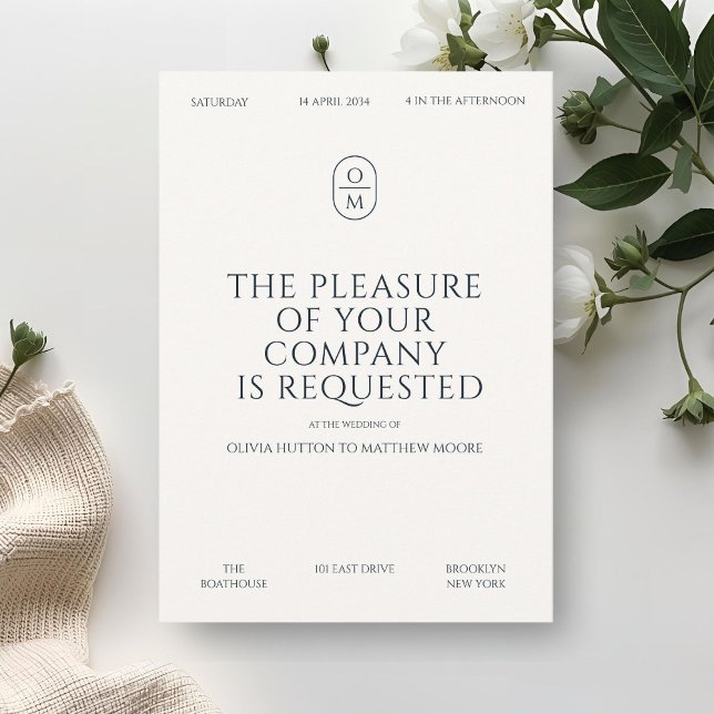 Elegant Minimal Typografi Monogram Bröllop  Inbjudningar (Skapare uppladdad)