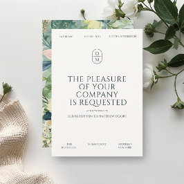 Elegant Minimal Typografi Monogram Bröllop Inbjudningar