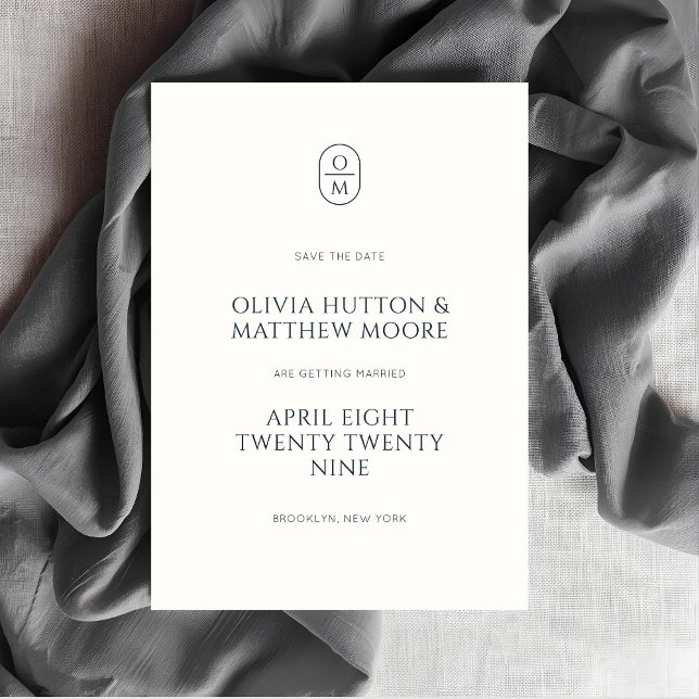 Elegant Minimal Typografi Monogram Bröllop  Spara Datumet (Skapare uppladdad)