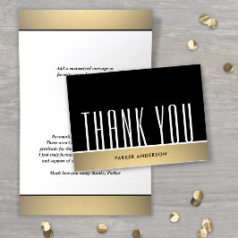 Elegant Minimal Typografi Svart Vitt & Guld Tack Kort