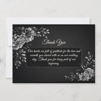 Elegant Minimal Typografi Svart Vitt Monokrom Tack Kort