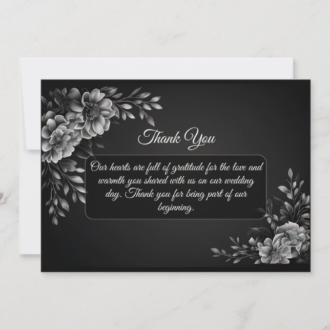 Elegant Minimal Typografi Svart Vitt Monokrom Tack Kort (Framsida)