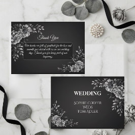 Elegant Minimal Typografi Svart Vitt Monokrom Tack Kort