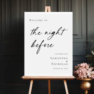 Elegant minimal välkomstskylt för kvällen före rep poster