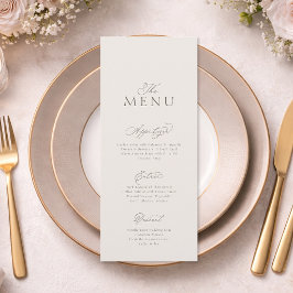 Elegant Minimal Vertikal Bröllopsmeny Kort