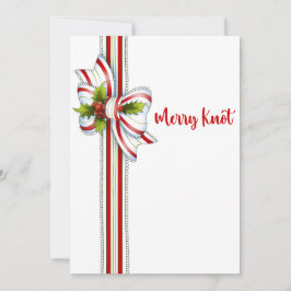 Elegant Minimal vit Grönt Ribbon jul Julkort