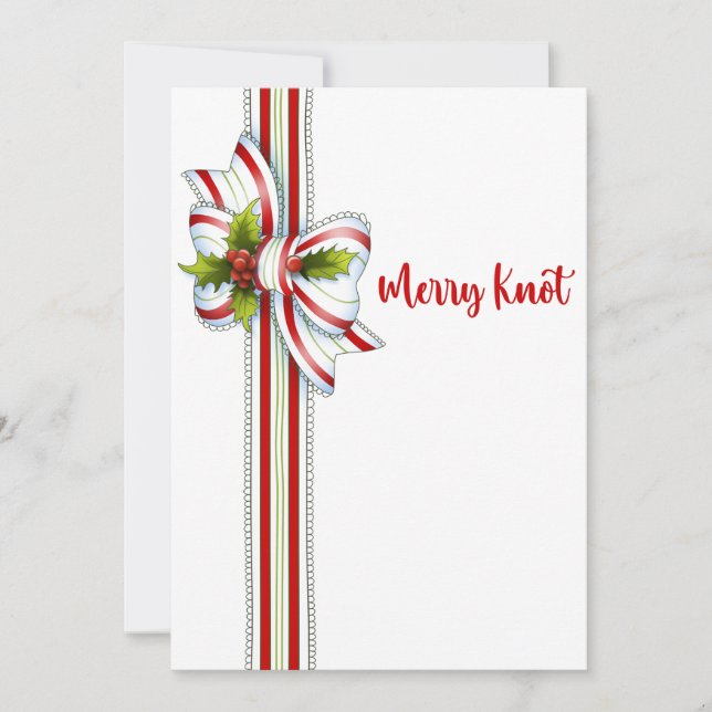 Elegant Minimal vit Grönt Ribbon jul Julkort (Framsida)