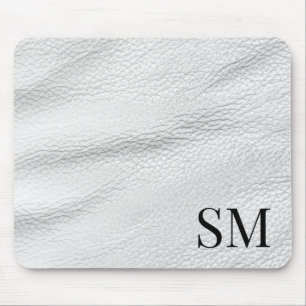 Elegant Minimal vit lädermonogram Musmatta