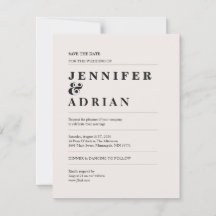 Elegant Minimal Vit Modern Bröllop Spara Datum