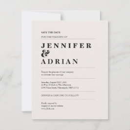 Elegant Minimal Vit Modern Bröllop Spara Datum