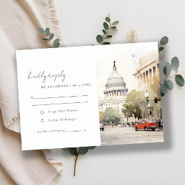 Elegant minimal Washington DC Watercolor Bröllop OSA Kort