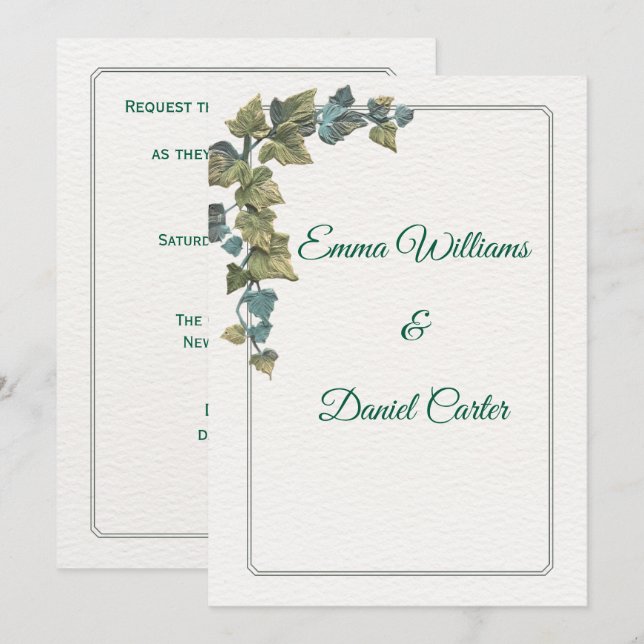Elegant Minimal Wedding Invitation – Customizable  Inbjudningar (Fram/baksida)