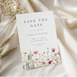 Elegant Minimal Wildflower Wedding Save The Date Spara Datumet