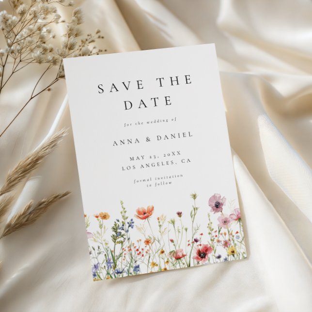 Elegant Minimal Wildflower Wedding Save The Date Spara Datumet (Skapare uppladdad)