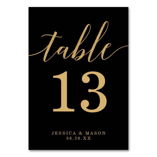 Elegant Minimala Guld-Bordsnummer Bordsnummer (Framsidan)