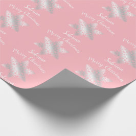 Elegant minimala silver-snöflingan mönster presentpapper