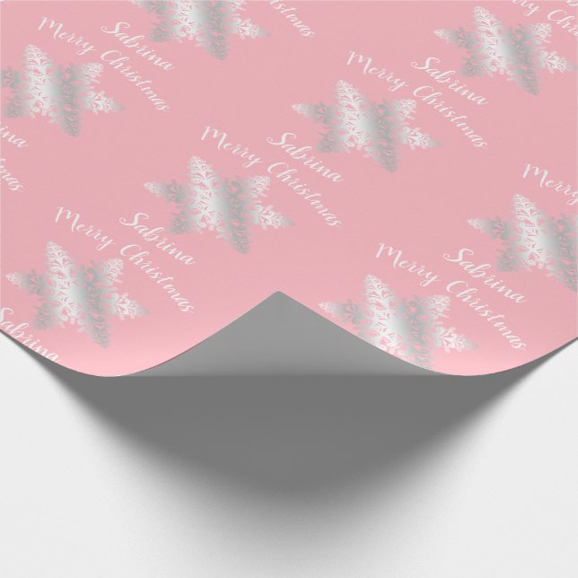 Elegant minimala silver-snöflingan mönster presentpapper (Hörn)